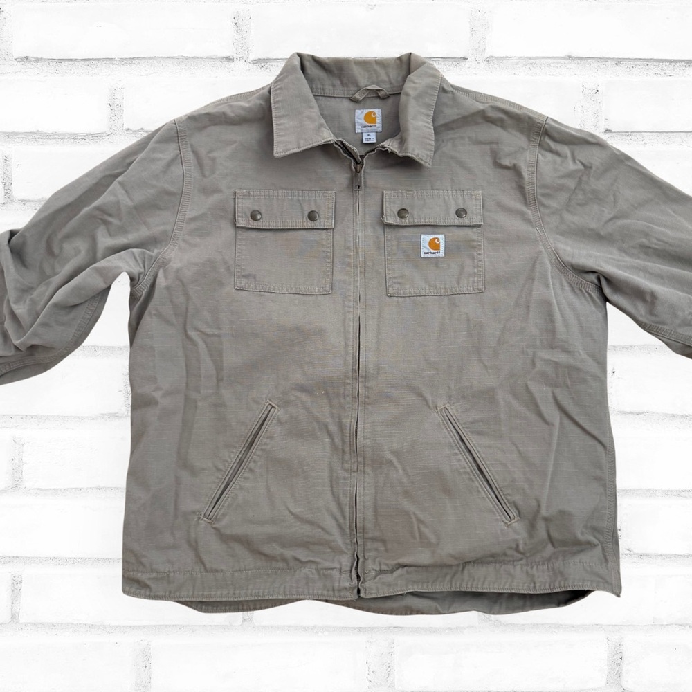Carhartt Men’s XL Tan Workwear Jacket | Full Zip Canvas Utility Coat